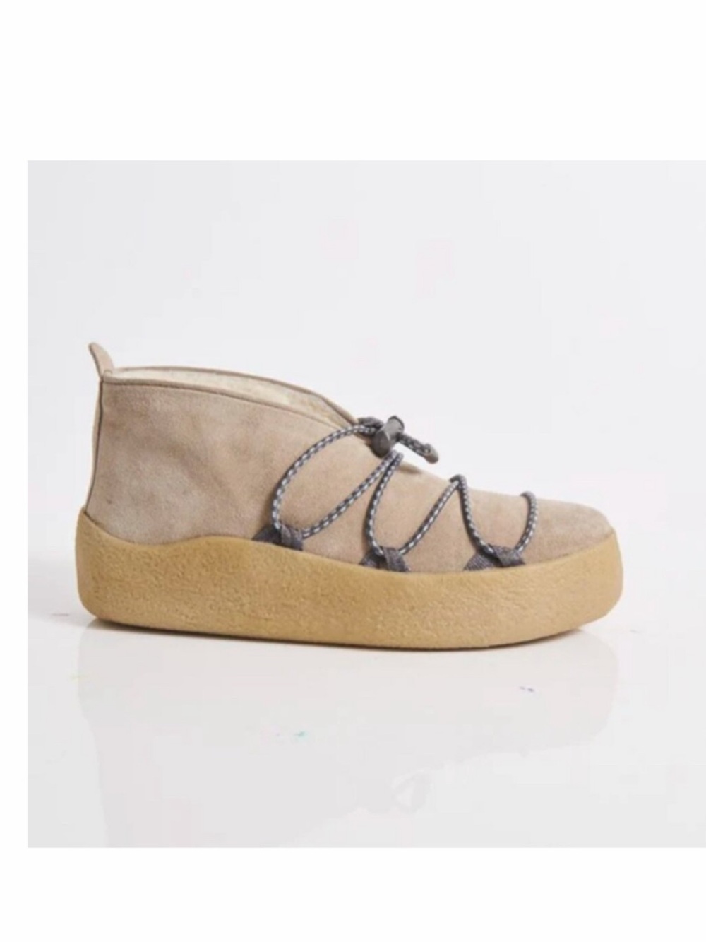 NEW Free People Snowdrop Micro Genuine Shearling Boot  9M, DUST BUNNY SUEDE